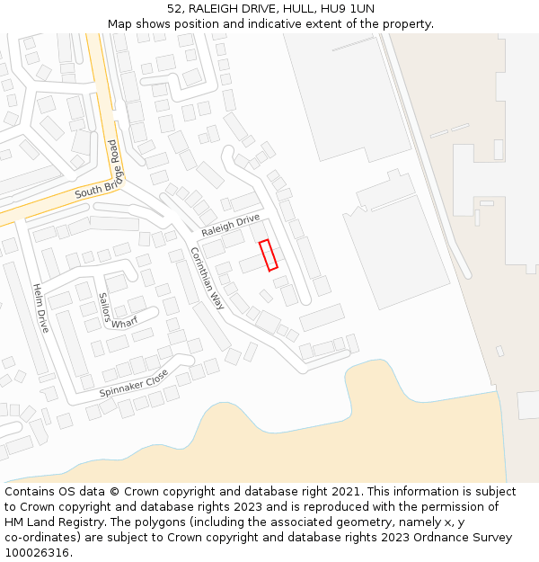 52, RALEIGH DRIVE, HULL, HU9 1UN: Location map and indicative extent of plot