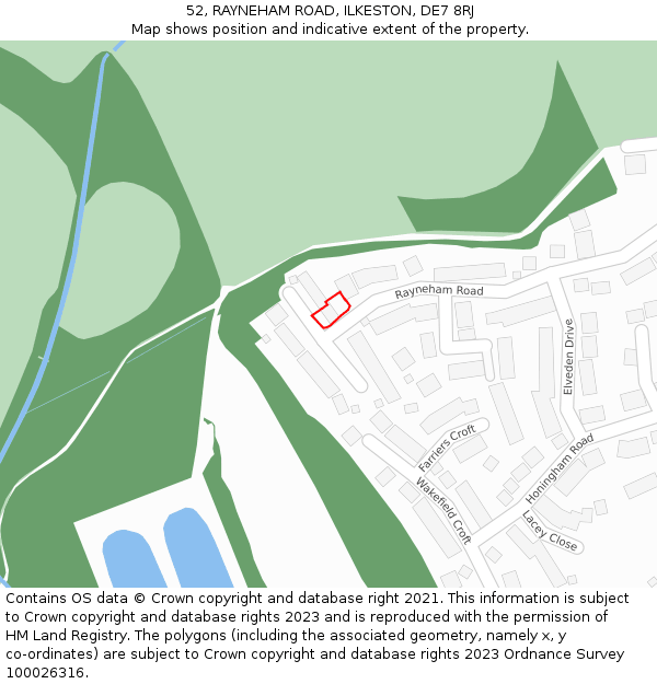 52, RAYNEHAM ROAD, ILKESTON, DE7 8RJ: Location map and indicative extent of plot