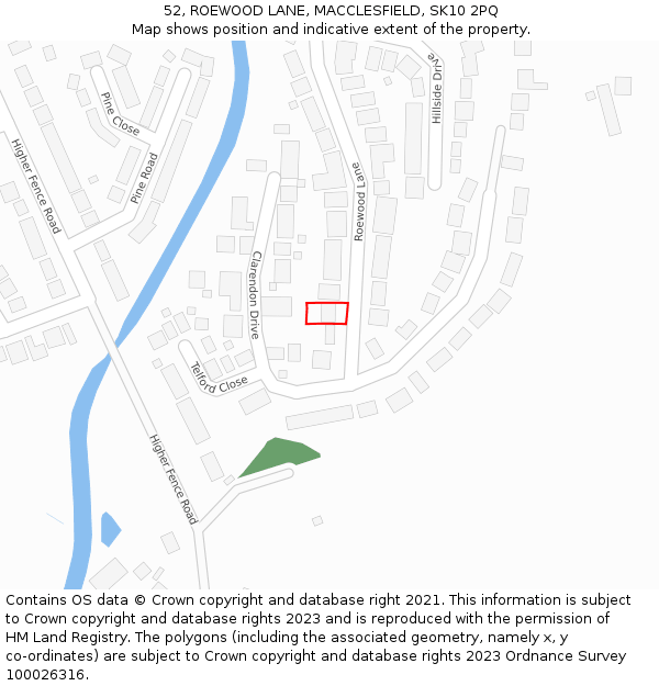 52, ROEWOOD LANE, MACCLESFIELD, SK10 2PQ: Location map and indicative extent of plot