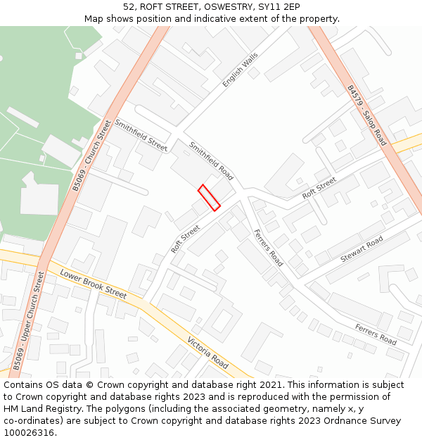 52, ROFT STREET, OSWESTRY, SY11 2EP: Location map and indicative extent of plot