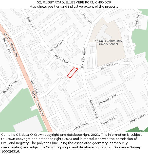 52, RUGBY ROAD, ELLESMERE PORT, CH65 5DR: Location map and indicative extent of plot