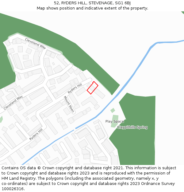 52, RYDERS HILL, STEVENAGE, SG1 6BJ: Location map and indicative extent of plot