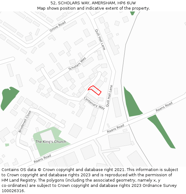 52, SCHOLARS WAY, AMERSHAM, HP6 6UW: Location map and indicative extent of plot