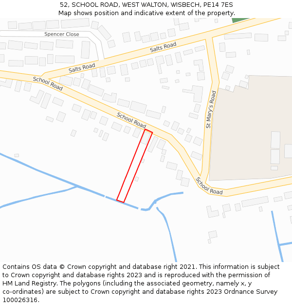 52, SCHOOL ROAD, WEST WALTON, WISBECH, PE14 7ES: Location map and indicative extent of plot