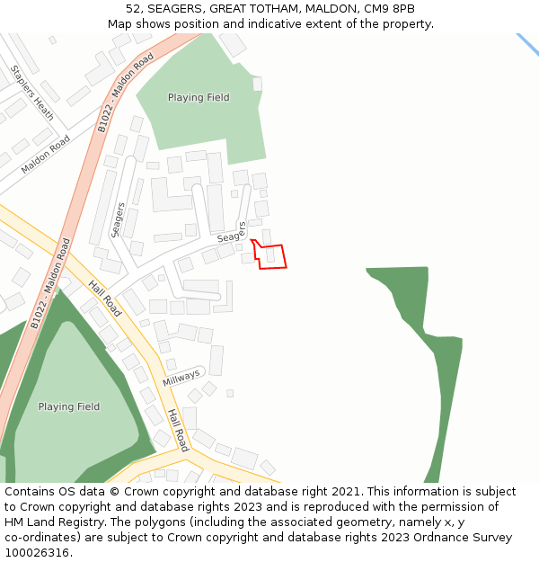 52, SEAGERS, GREAT TOTHAM, MALDON, CM9 8PB: Location map and indicative extent of plot