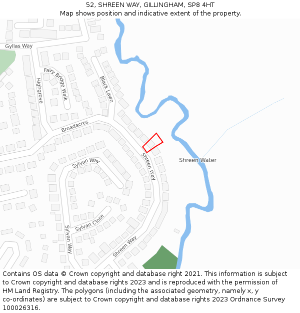 52, SHREEN WAY, GILLINGHAM, SP8 4HT: Location map and indicative extent of plot