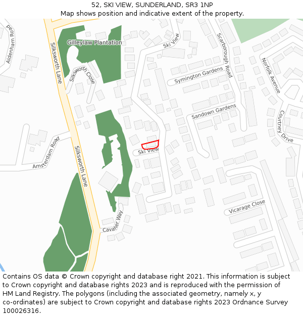 52, SKI VIEW, SUNDERLAND, SR3 1NP: Location map and indicative extent of plot