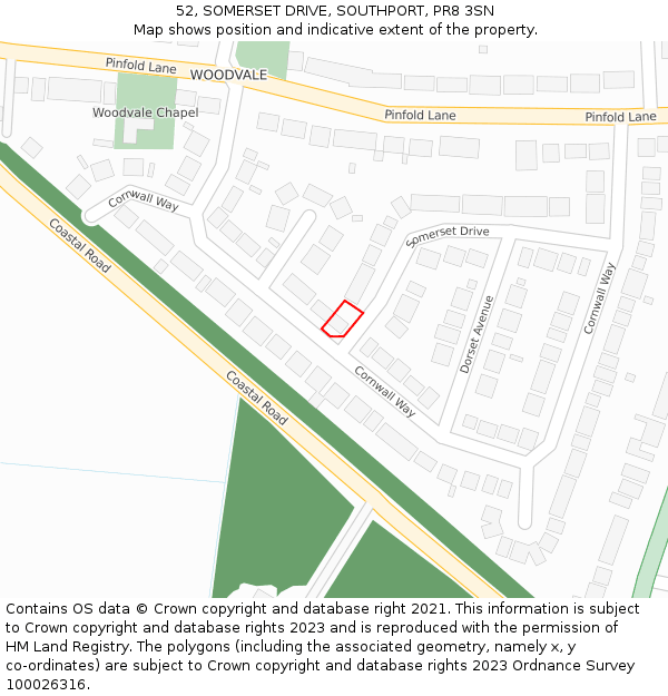 52, SOMERSET DRIVE, SOUTHPORT, PR8 3SN: Location map and indicative extent of plot