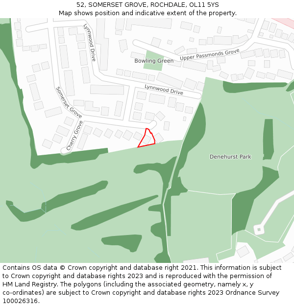 52, SOMERSET GROVE, ROCHDALE, OL11 5YS: Location map and indicative extent of plot