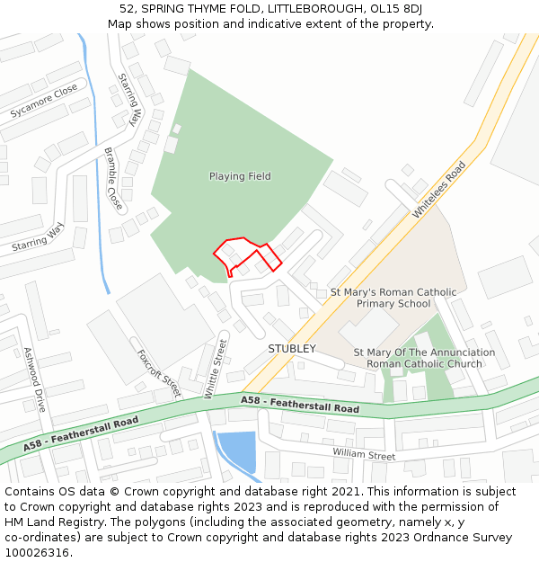 52, SPRING THYME FOLD, LITTLEBOROUGH, OL15 8DJ: Location map and indicative extent of plot