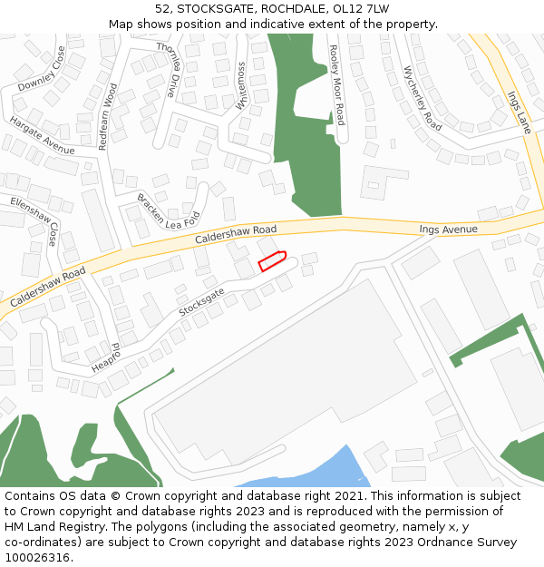 52, STOCKSGATE, ROCHDALE, OL12 7LW: Location map and indicative extent of plot