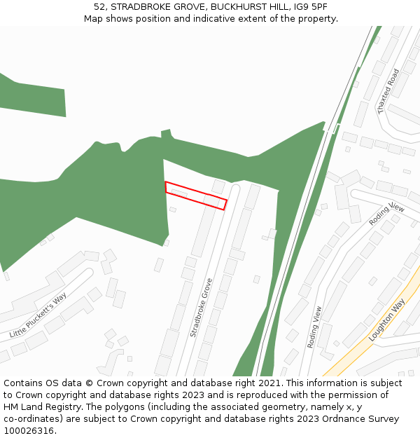 52, STRADBROKE GROVE, BUCKHURST HILL, IG9 5PF: Location map and indicative extent of plot