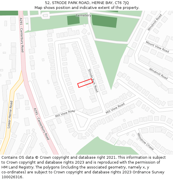 52, STRODE PARK ROAD, HERNE BAY, CT6 7JQ: Location map and indicative extent of plot