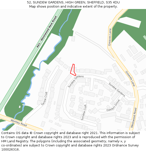 52, SUNDEW GARDENS, HIGH GREEN, SHEFFIELD, S35 4DU: Location map and indicative extent of plot