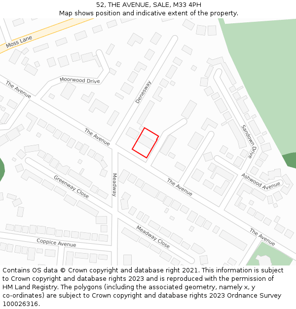 52, THE AVENUE, SALE, M33 4PH: Location map and indicative extent of plot