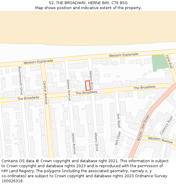 52, THE BROADWAY, HERNE BAY, CT6 8SG: Location map and indicative extent of plot