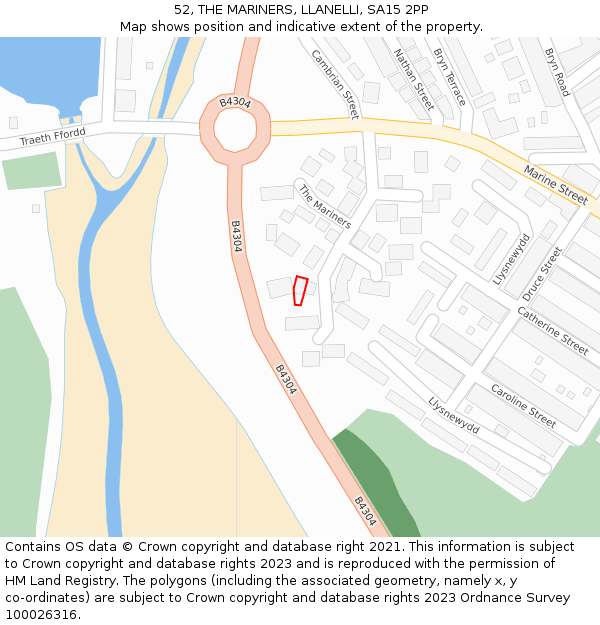 52, THE MARINERS, LLANELLI, SA15 2PP: Location map and indicative extent of plot