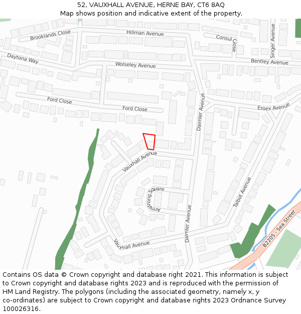 52, VAUXHALL AVENUE, HERNE BAY, CT6 8AQ: Location map and indicative extent of plot