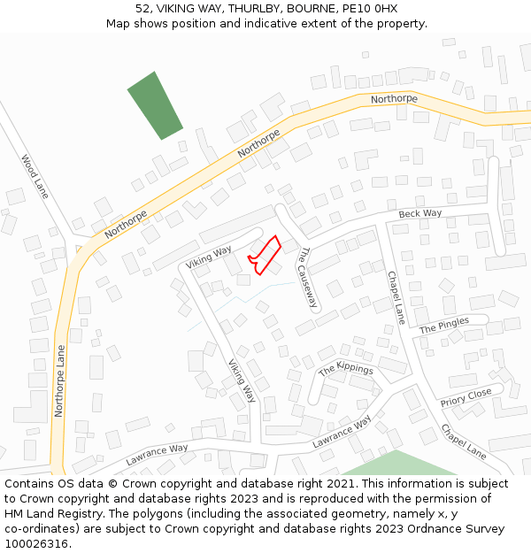 52, VIKING WAY, THURLBY, BOURNE, PE10 0HX: Location map and indicative extent of plot