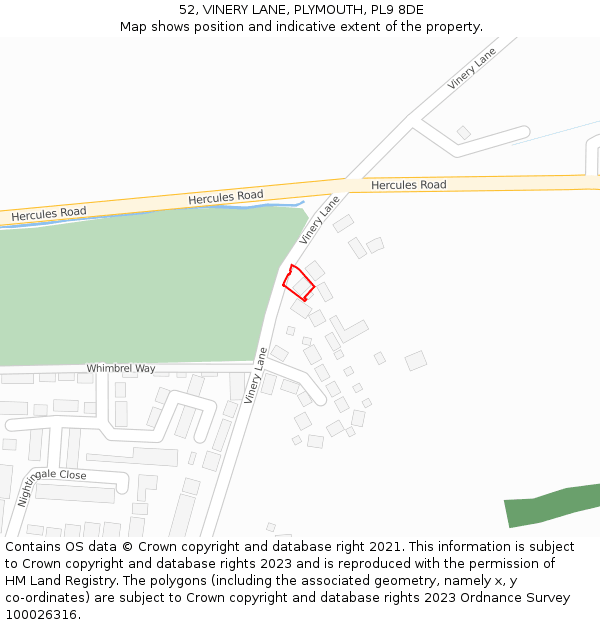52, VINERY LANE, PLYMOUTH, PL9 8DE: Location map and indicative extent of plot