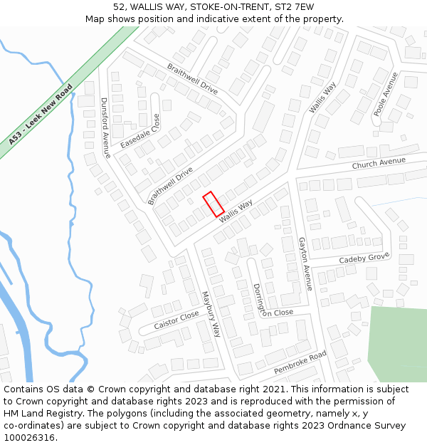 52, WALLIS WAY, STOKE-ON-TRENT, ST2 7EW: Location map and indicative extent of plot