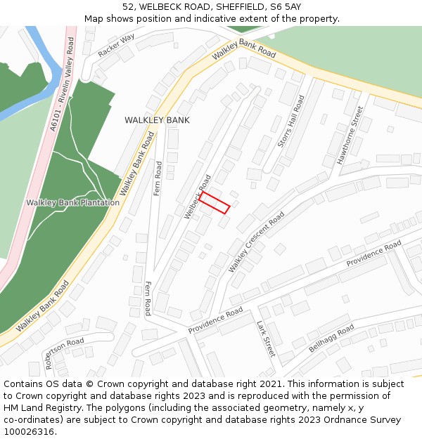 52, WELBECK ROAD, SHEFFIELD, S6 5AY: Location map and indicative extent of plot