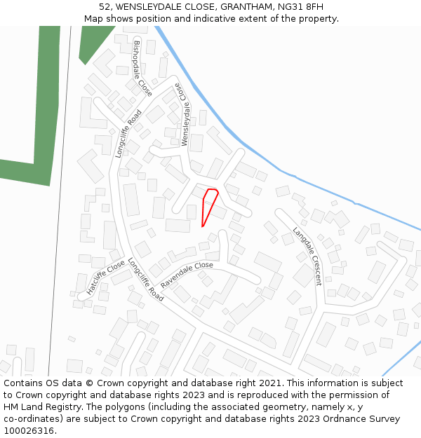 52, WENSLEYDALE CLOSE, GRANTHAM, NG31 8FH: Location map and indicative extent of plot