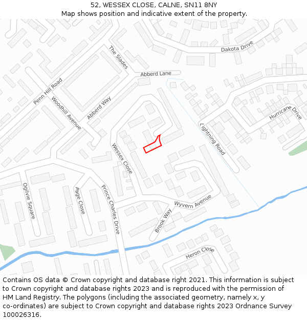 52, WESSEX CLOSE, CALNE, SN11 8NY: Location map and indicative extent of plot