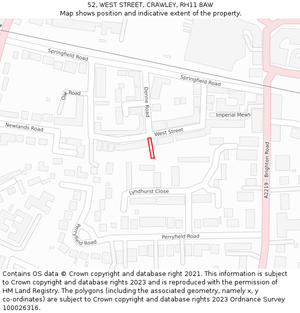 52, WEST STREET, CRAWLEY, RH11 8AW: Location map and indicative extent of plot