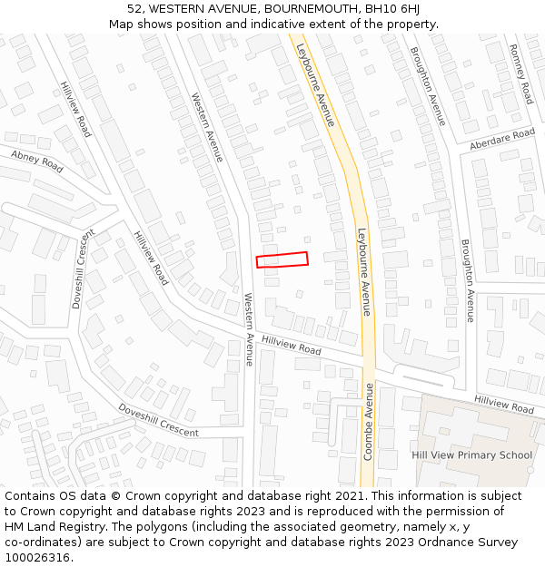 52, WESTERN AVENUE, BOURNEMOUTH, BH10 6HJ: Location map and indicative extent of plot