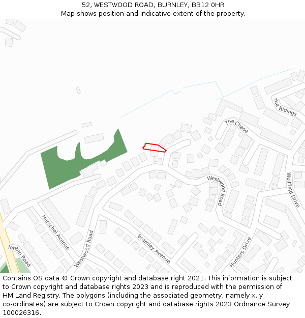 52, WESTWOOD ROAD, BURNLEY, BB12 0HR: Location map and indicative extent of plot