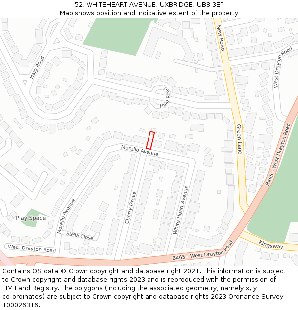 52, WHITEHEART AVENUE, UXBRIDGE, UB8 3EP: Location map and indicative extent of plot