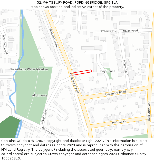 52, WHITSBURY ROAD, FORDINGBRIDGE, SP6 1LA: Location map and indicative extent of plot