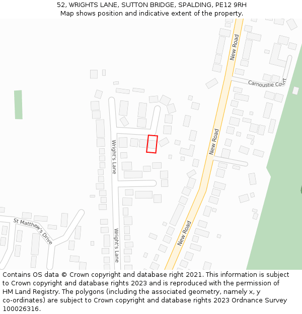 52, WRIGHTS LANE, SUTTON BRIDGE, SPALDING, PE12 9RH: Location map and indicative extent of plot