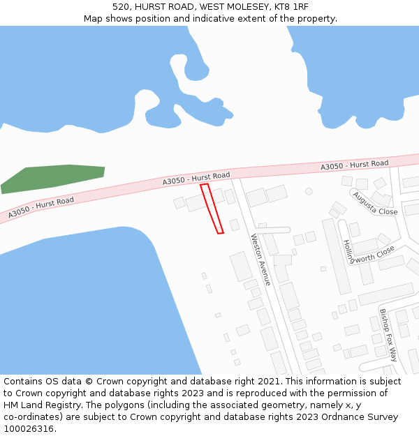 520, HURST ROAD, WEST MOLESEY, KT8 1RF: Location map and indicative extent of plot