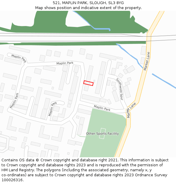 521, MAPLIN PARK, SLOUGH, SL3 8YG: Location map and indicative extent of plot