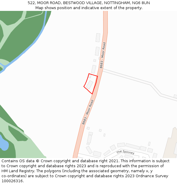 522, MOOR ROAD, BESTWOOD VILLAGE, NOTTINGHAM, NG6 8UN: Location map and indicative extent of plot