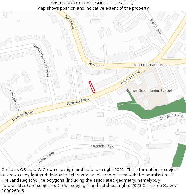 526, FULWOOD ROAD, SHEFFIELD, S10 3QD: Location map and indicative extent of plot