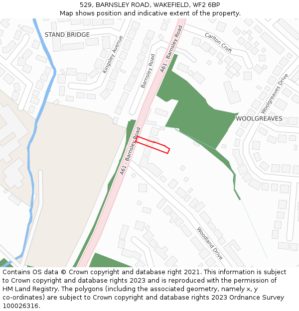 529, BARNSLEY ROAD, WAKEFIELD, WF2 6BP: Location map and indicative extent of plot