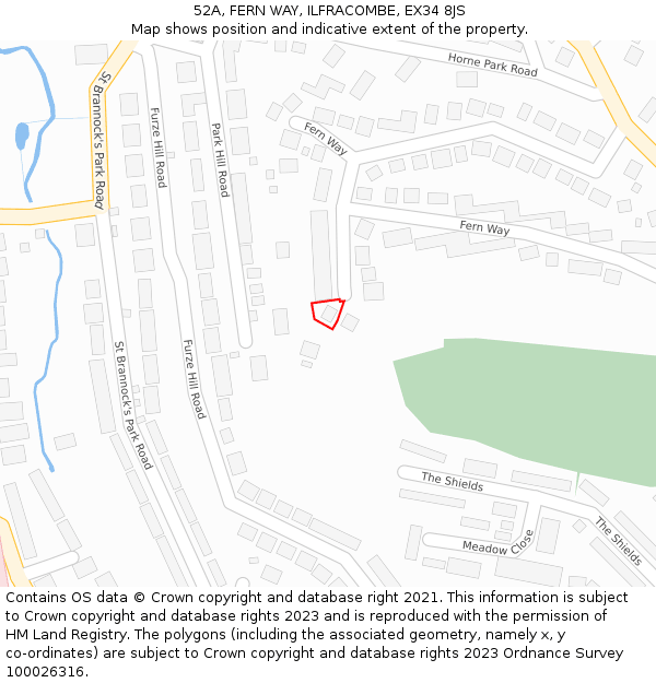 52A, FERN WAY, ILFRACOMBE, EX34 8JS: Location map and indicative extent of plot