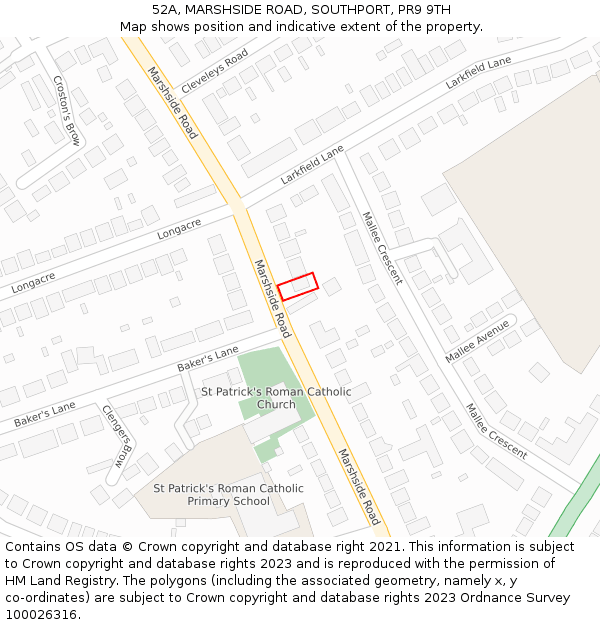 52A, MARSHSIDE ROAD, SOUTHPORT, PR9 9TH: Location map and indicative extent of plot