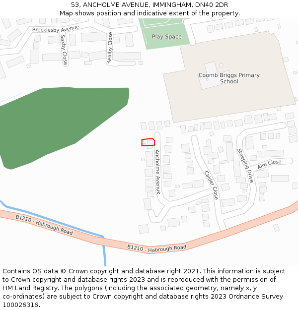 53, ANCHOLME AVENUE, IMMINGHAM, DN40 2DR: Location map and indicative extent of plot