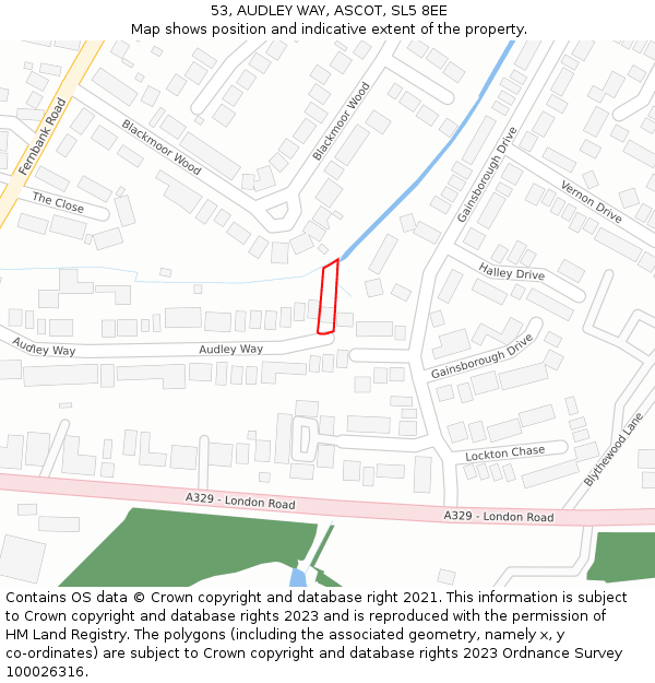 53, AUDLEY WAY, ASCOT, SL5 8EE: Location map and indicative extent of plot