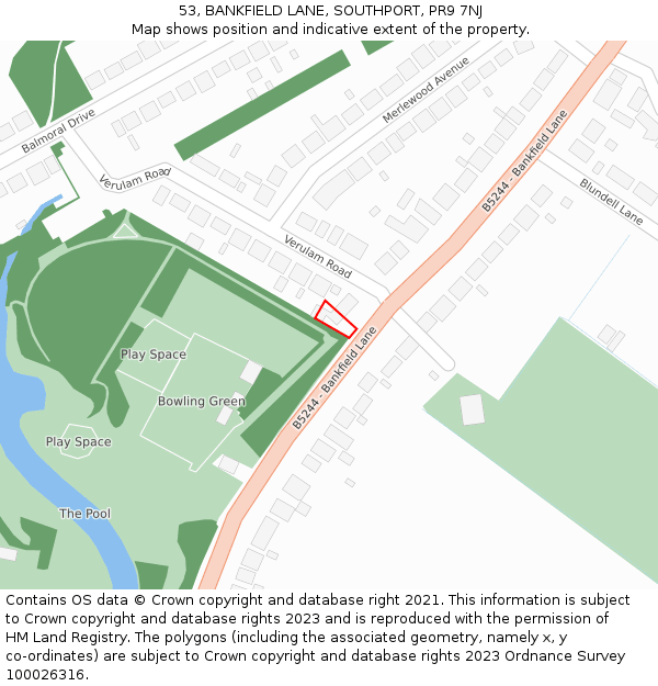 53, BANKFIELD LANE, SOUTHPORT, PR9 7NJ: Location map and indicative extent of plot