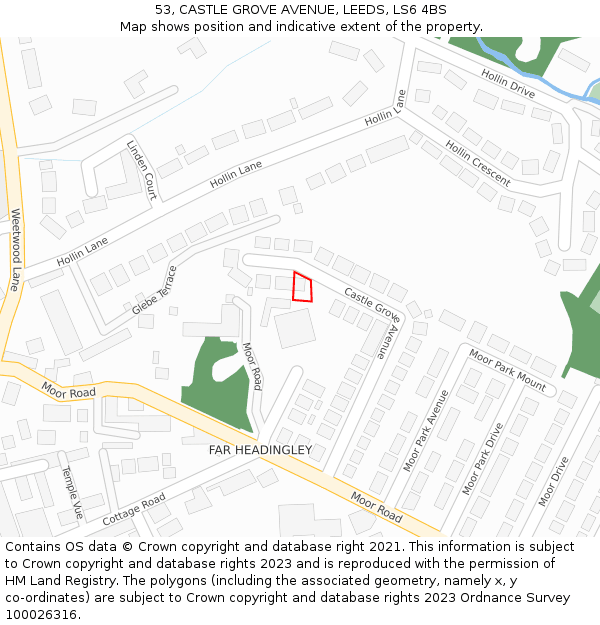 53, CASTLE GROVE AVENUE, LEEDS, LS6 4BS: Location map and indicative extent of plot