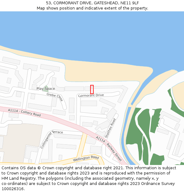 53, CORMORANT DRIVE, GATESHEAD, NE11 9LF: Location map and indicative extent of plot