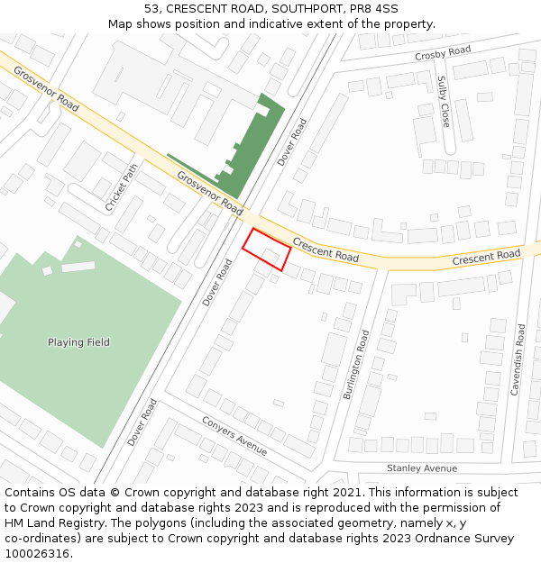 53, CRESCENT ROAD, SOUTHPORT, PR8 4SS: Location map and indicative extent of plot