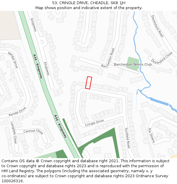 53, CRINGLE DRIVE, CHEADLE, SK8 1JH: Location map and indicative extent of plot