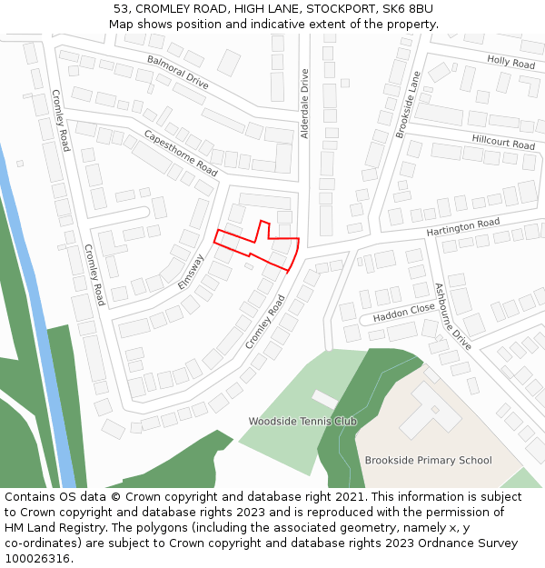 53, CROMLEY ROAD, HIGH LANE, STOCKPORT, SK6 8BU: Location map and indicative extent of plot