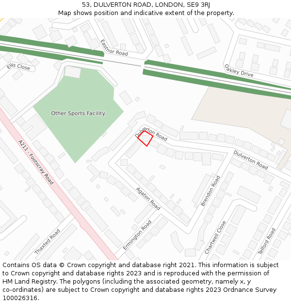 53, DULVERTON ROAD, LONDON, SE9 3RJ: Location map and indicative extent of plot